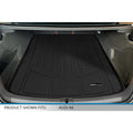 Custom black trunk liner mat in Audi A6 cargo area, durable and protective fit.