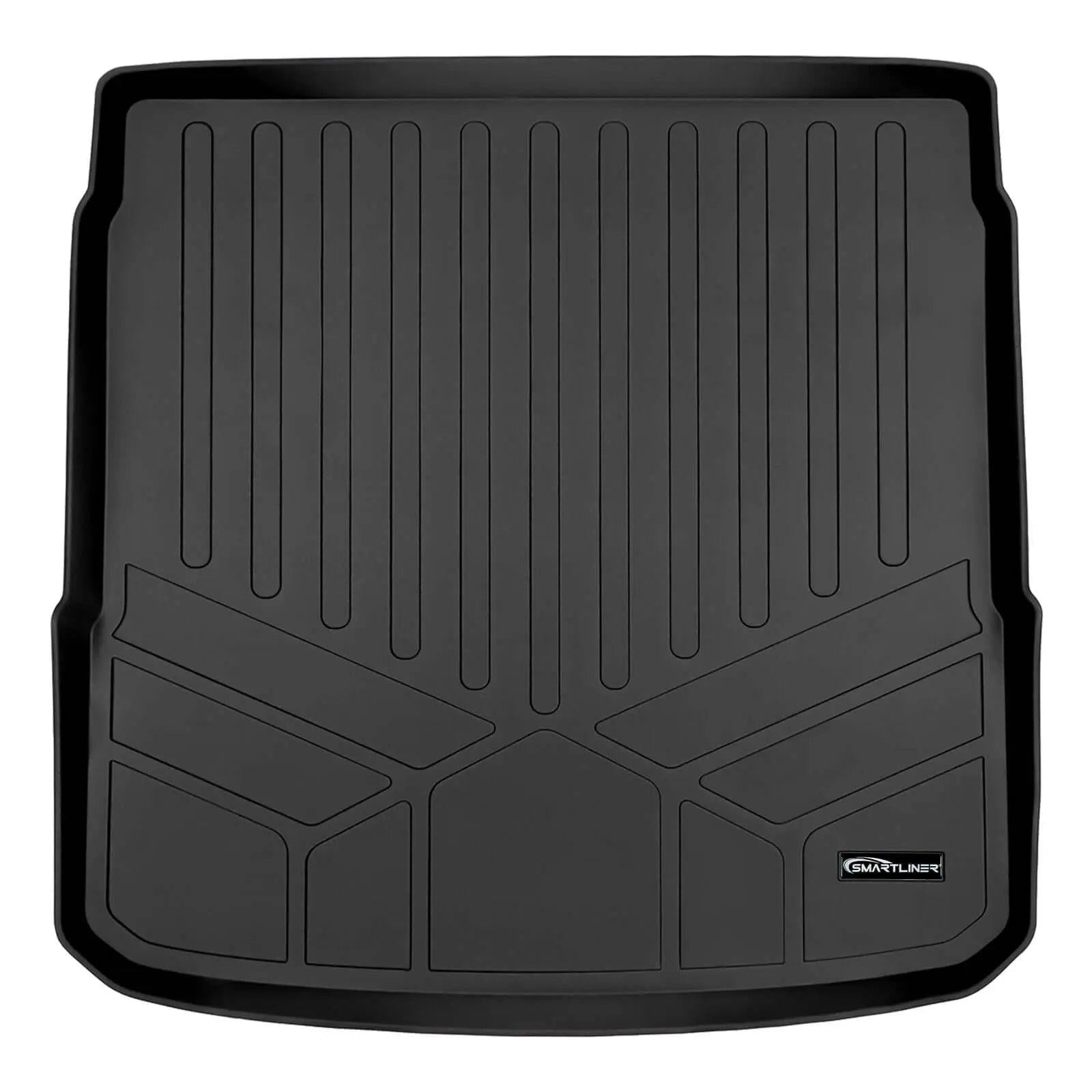 Black custom-fit rubber trunk mat liner for Audi, heavy-duty cargo protection