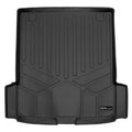 Black custom-fit trunk liner for Audi with raised edges and textured finish