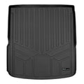 Black custom-fit Audi trunk liner with raised edges and textured grooves