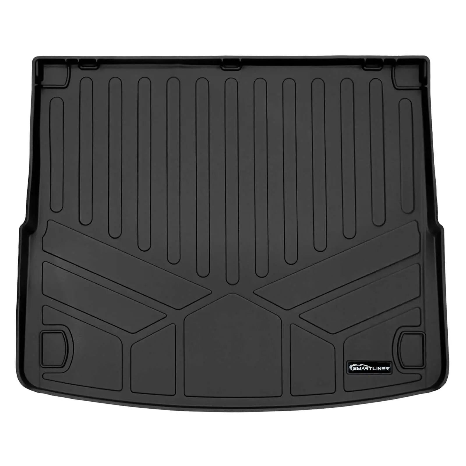 Black custom-fit Audi trunk liner with raised edges and textured surface for cargo protection