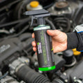WASH & WHIPS Green Hell engine cleaner and degreaser spray bottle with label, used for automotive engine cleaning.