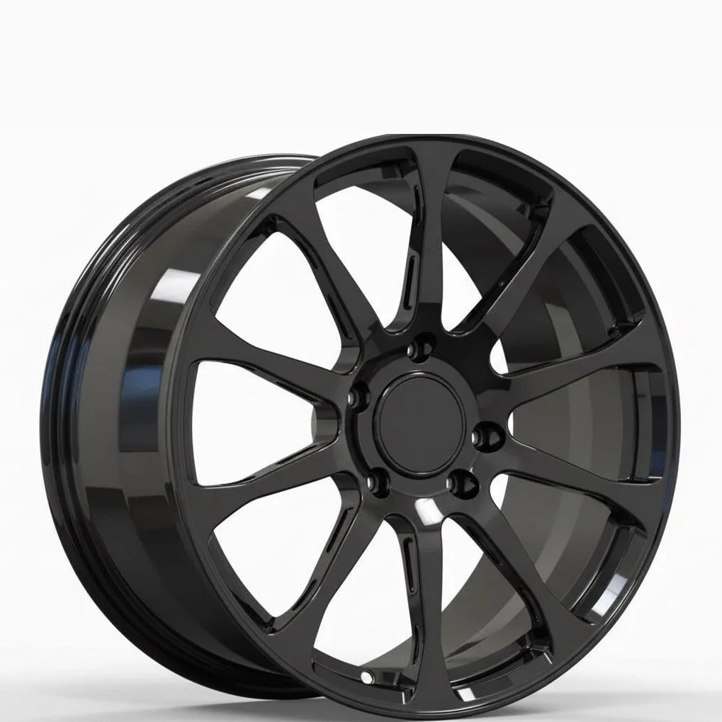 Gloss black multi-spoke alloy wheel for Audi performance car