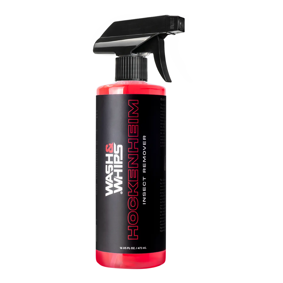 WASH & WHIPS Hockenheim insect remover spray bottle with label, designed for bug and insect removal from vehicles.