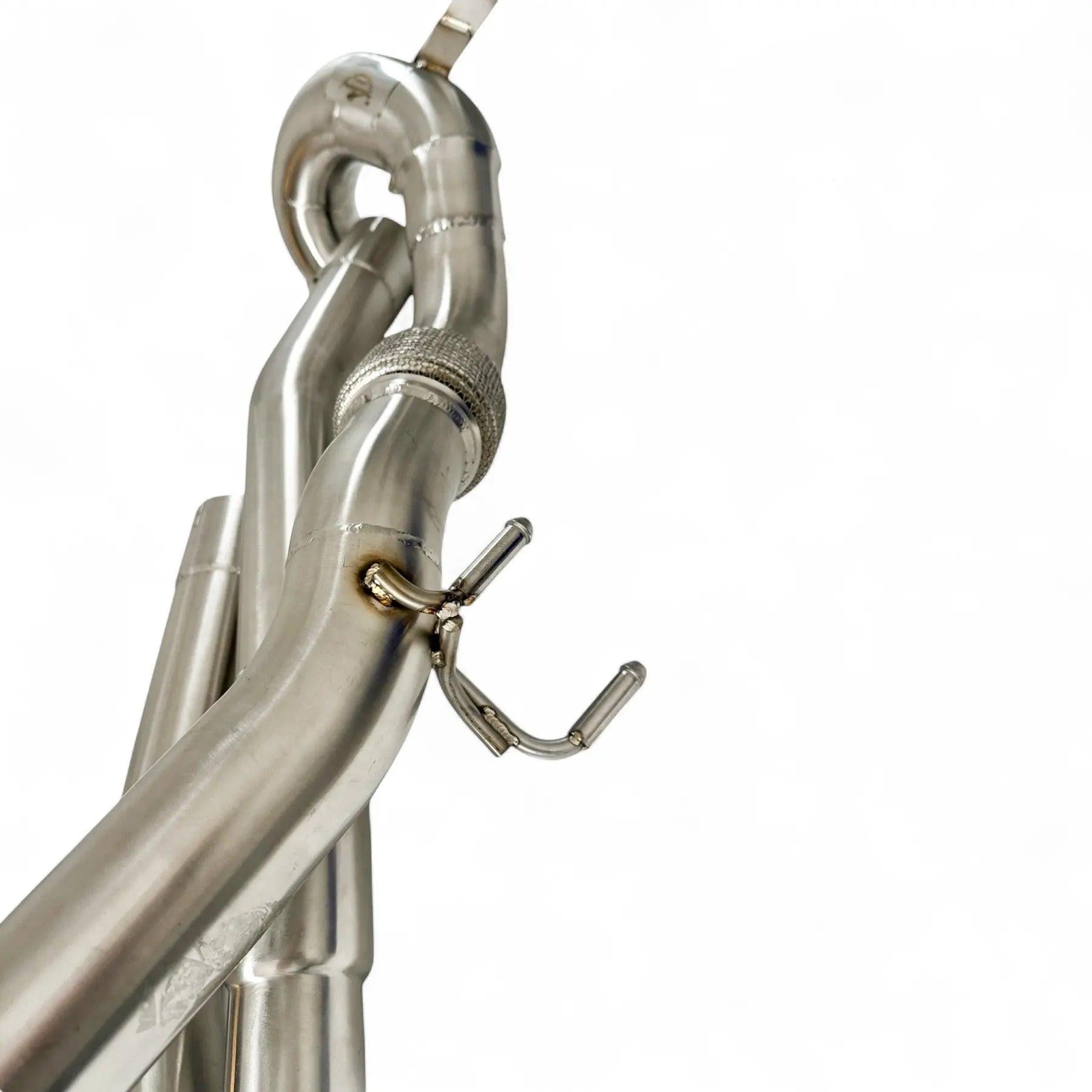 Stainless steel performance exhaust pipes with welded hanger for Audi vehicle