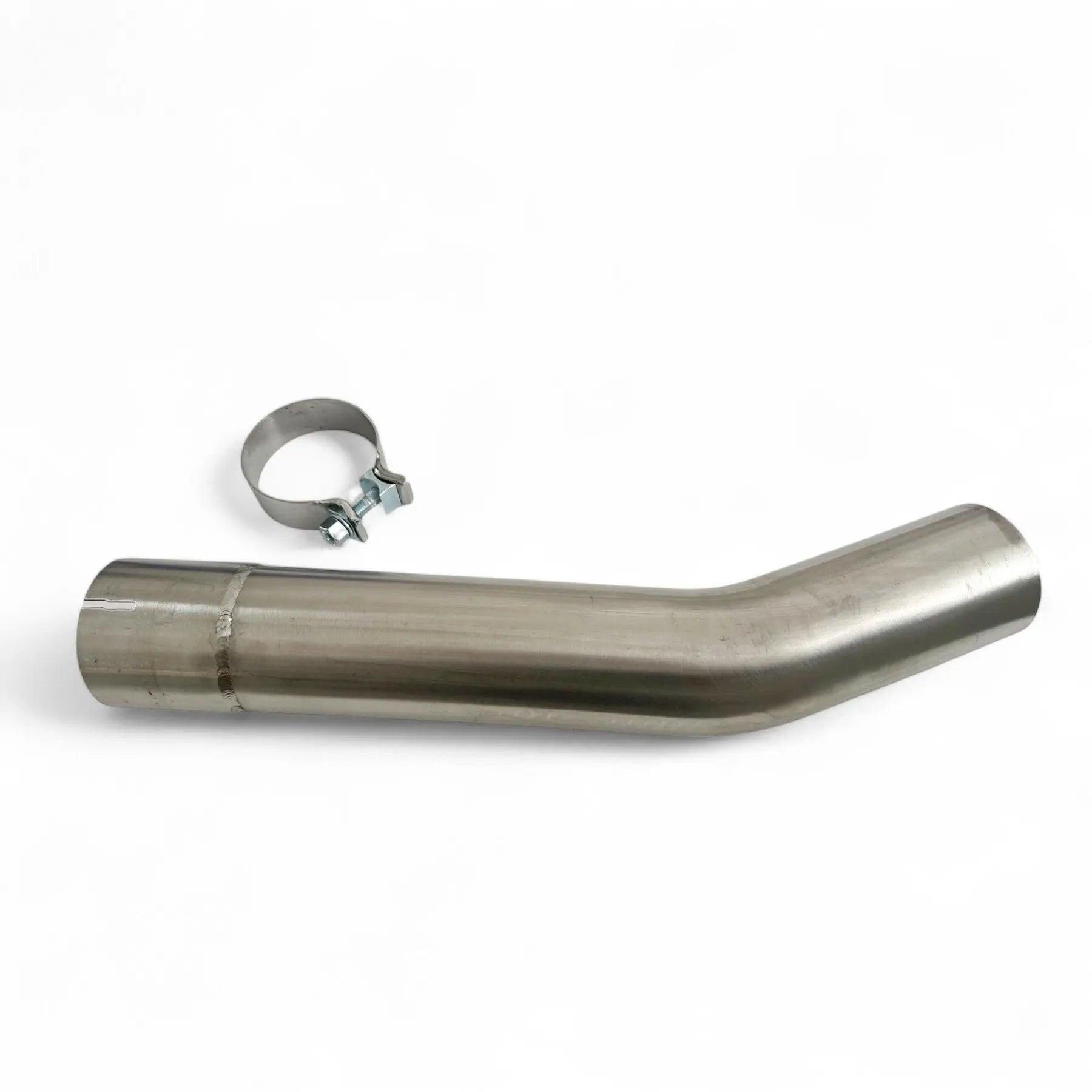Stainless steel angled exhaust pipe with mounting clamp for Audi performance upgrade