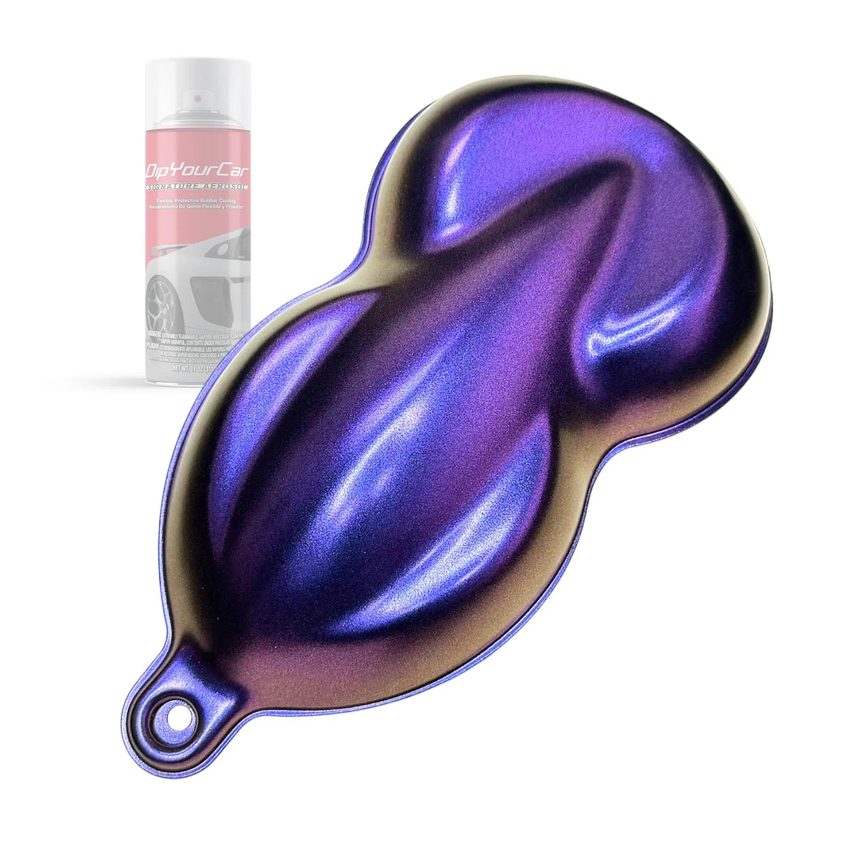 Mardi Gras ColorShift TopCoat aerosol can for Dip Pearl Aerosols by DipYourCar.com, featuring vibrant purple and green hues.