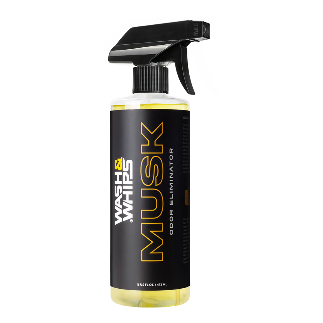 Wash & Whips Musk odor eliminator spray bottle, 16 oz, for car interior cleaning