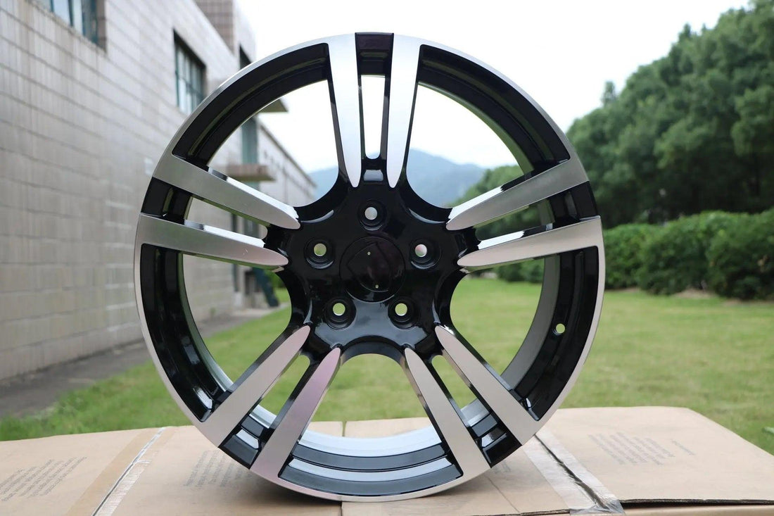 20-inch Turbo Style wheels for Porsche Cayenne, Panamera, and Audi Q7 by WheeloutletNJ, showcasing sleek, multi-spoke alloy design.