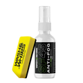 WASH & WHIPS SF45 Anti-Fog solution applied to a car windshield to prevent fogging and improve visibility.