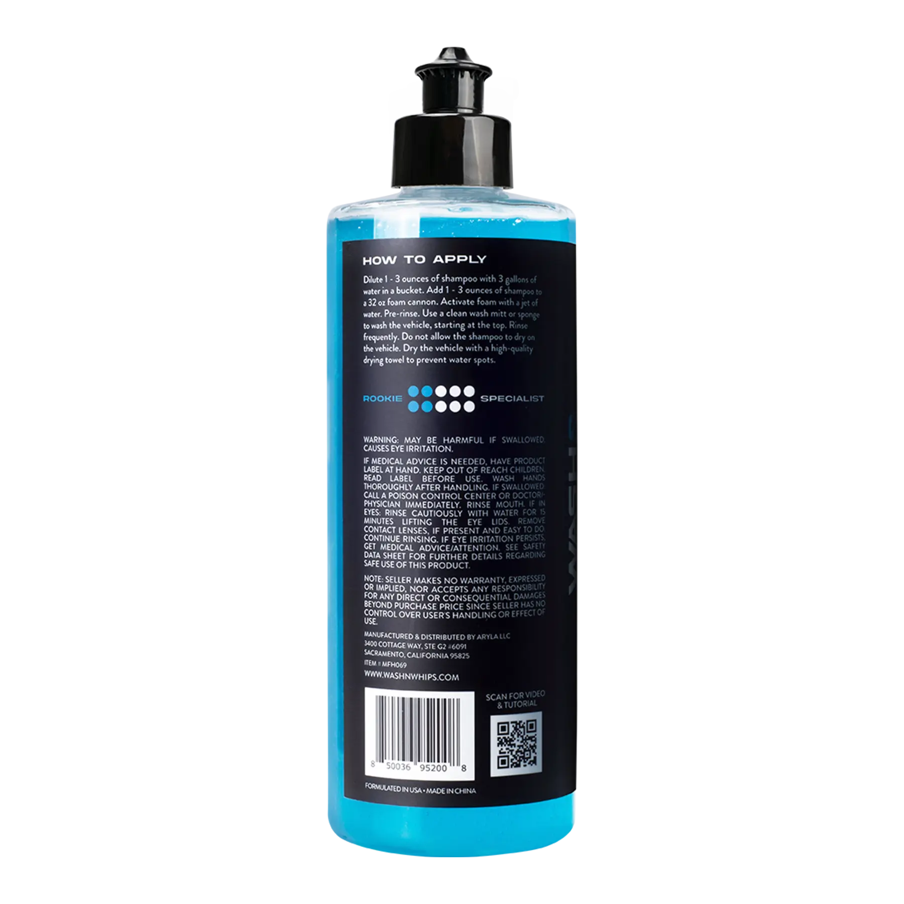WASH&WHIPS Silverstone Car Wash Shampoo bottle with silver and blue label, designed for cleaning cars effectively.