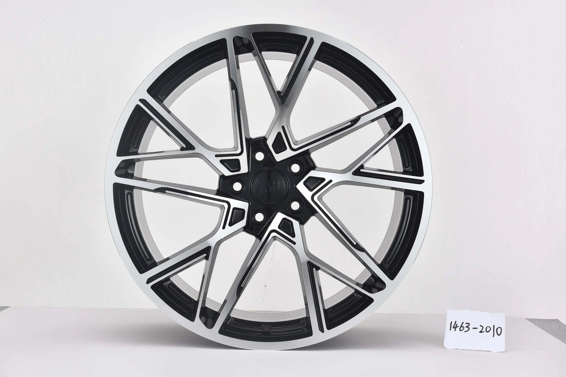 20-inch ZF-X Style black machined face wheels by WheeloutletNJ, showcasing a sleek, modern design for vehicle enhancement.