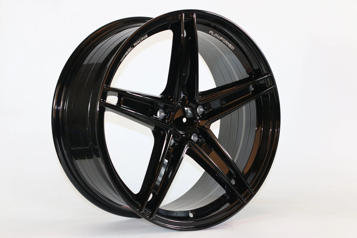 18-inch WheeloutletNJ IPW 1546 alloy wheel with a glossy black finish and silver accents, featuring a multi-spoke design.