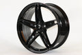 18-inch WheeloutletNJ IPW 1546 wheels with a glossy black finish and chrome accents, displayed on a vehicle.