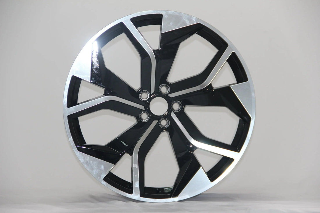 22-inch WheeloutletNJ IPW 616 wheels with black and machined finish, showcasing a sleek multi-spoke design.