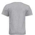Back view of a plain grey short sleeve t-shirt on white background