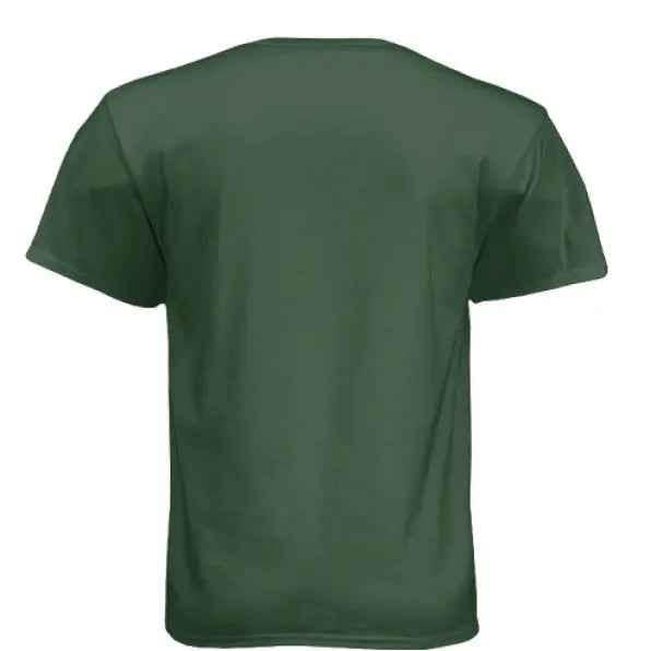 Back view of plain dark green short-sleeve t-shirt