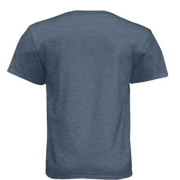 Back view of plain blue crew neck short sleeve t-shirt