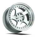 Aodhan Wholesale AH01 15x8 silver machined face wheels with 4x100 and 114.3 bolt pattern and 20 offset on a car.