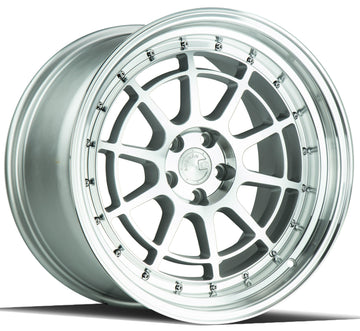Aodhan Wholesale AH04 15x8 silver machined face wheels with 4x100 and 4x114 bolt patterns on a car wheel rim.