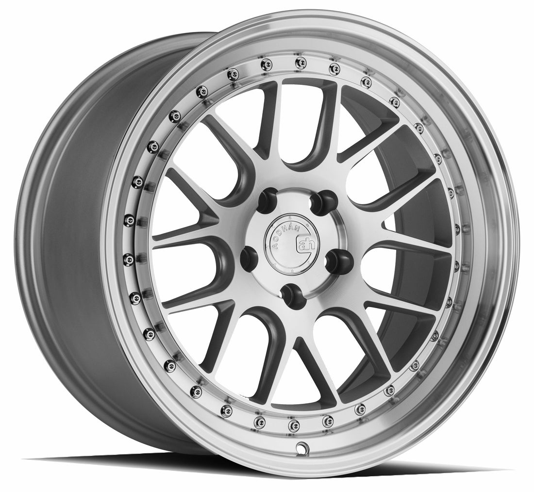 Gloss black Aodhan DS06 18x8 wheels with 5x100 bolt pattern and 35mm offset, featuring a sleek, modern design.