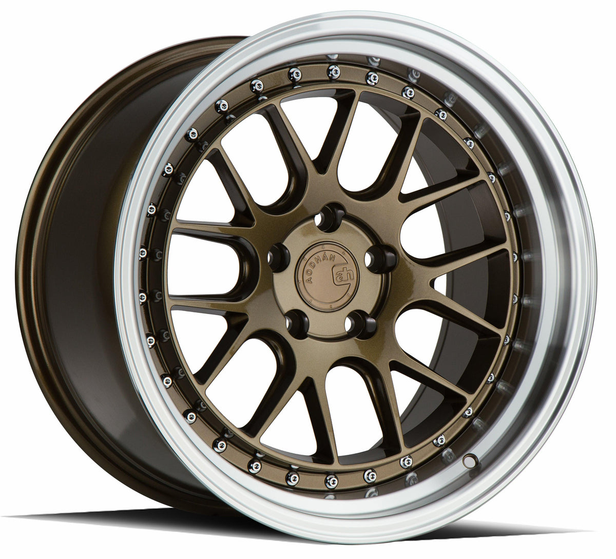 Aodhan Wholesale DS06 18x8 gloss black wheels with 5x100 bolt pattern and +35 offset, showing the wheel's design and finish.
