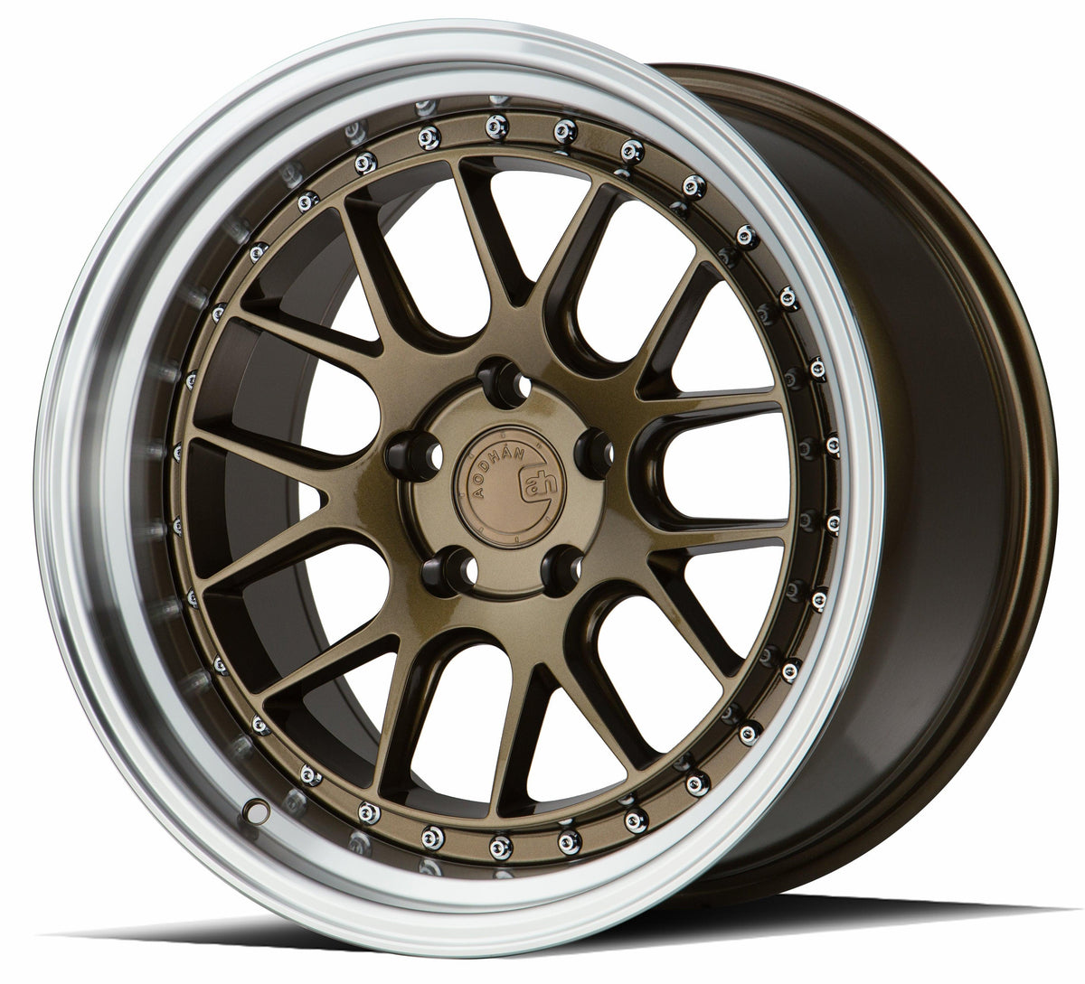 Aodhan Wholesale DS06 18x8 gloss black wheels with 5x100 bolt pattern and +35 offset, shown from a side angle.
