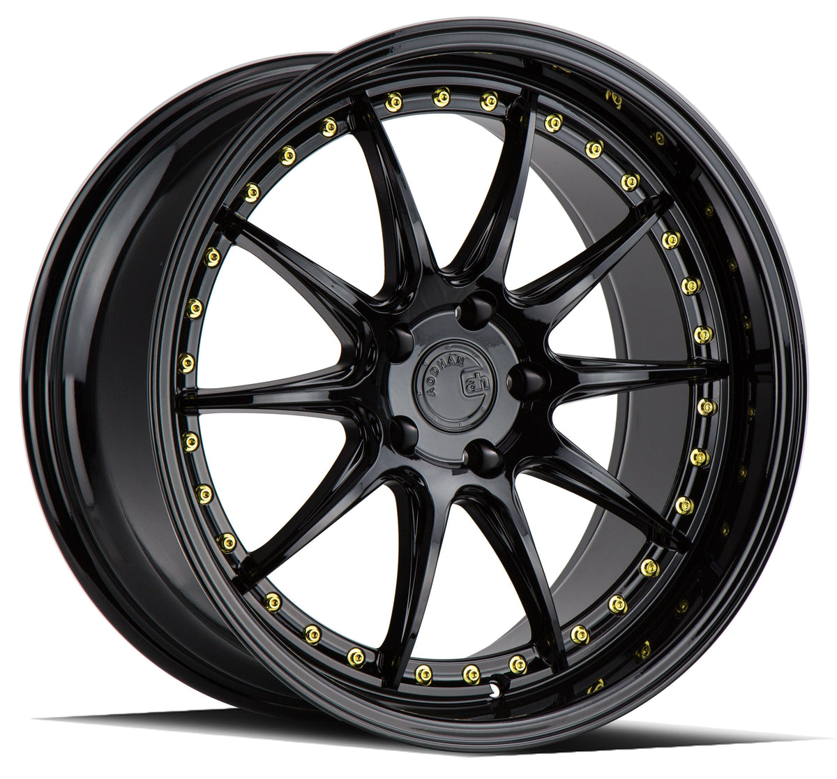Aodhan Wholesale DS07 18x8 gloss black wheels with 5x100 bolt pattern and +35 offset, shown from a side angle.