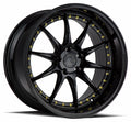 Gloss black Aodhan DS07 18x8 wheels with 5x100 bolt pattern and +35 offset, shown from a side angle.