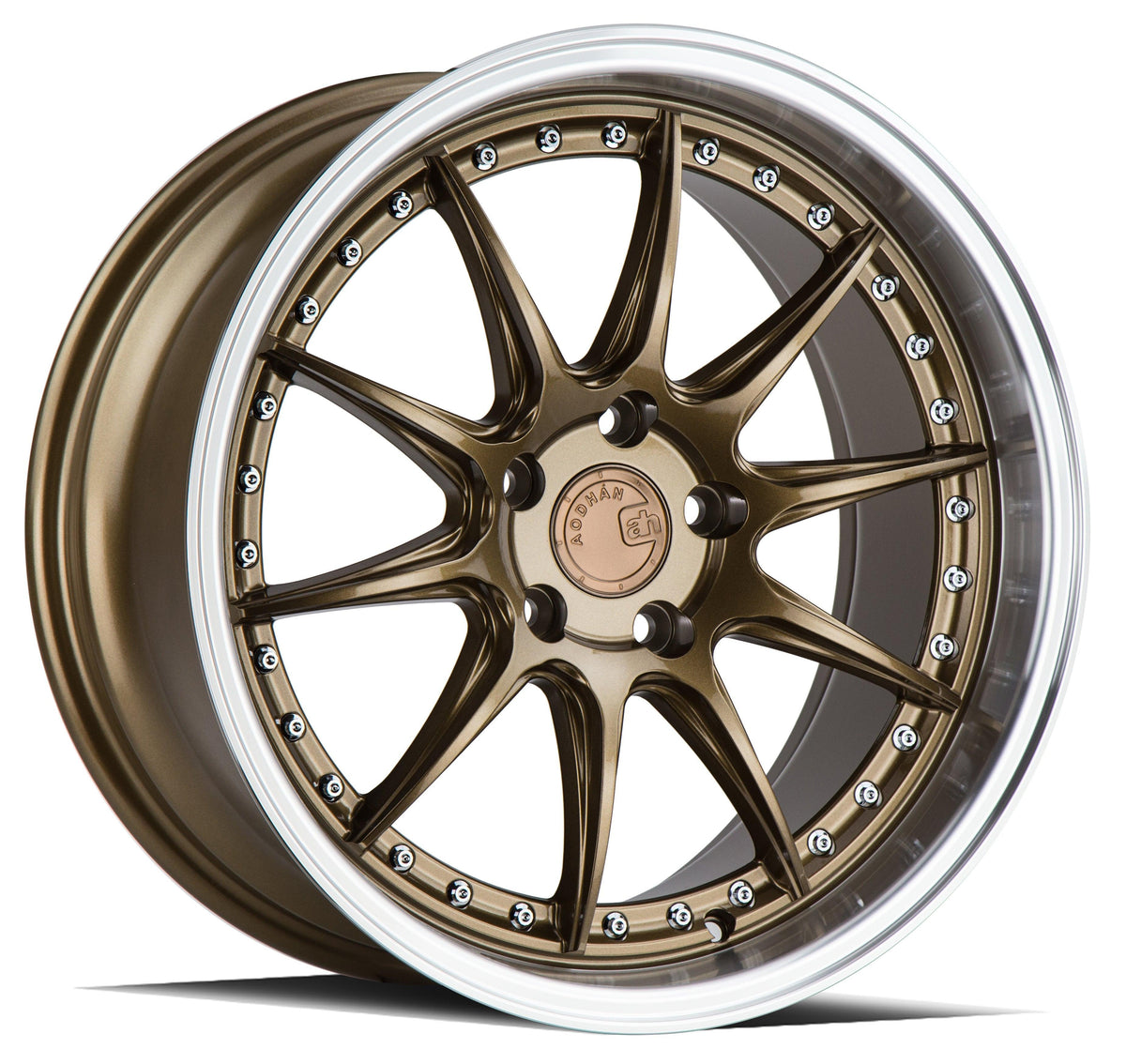 Aodhan Wholesale DS07 18-inch gloss black wheels with 5x100 bolt pattern and 35mm offset, shown from side view.