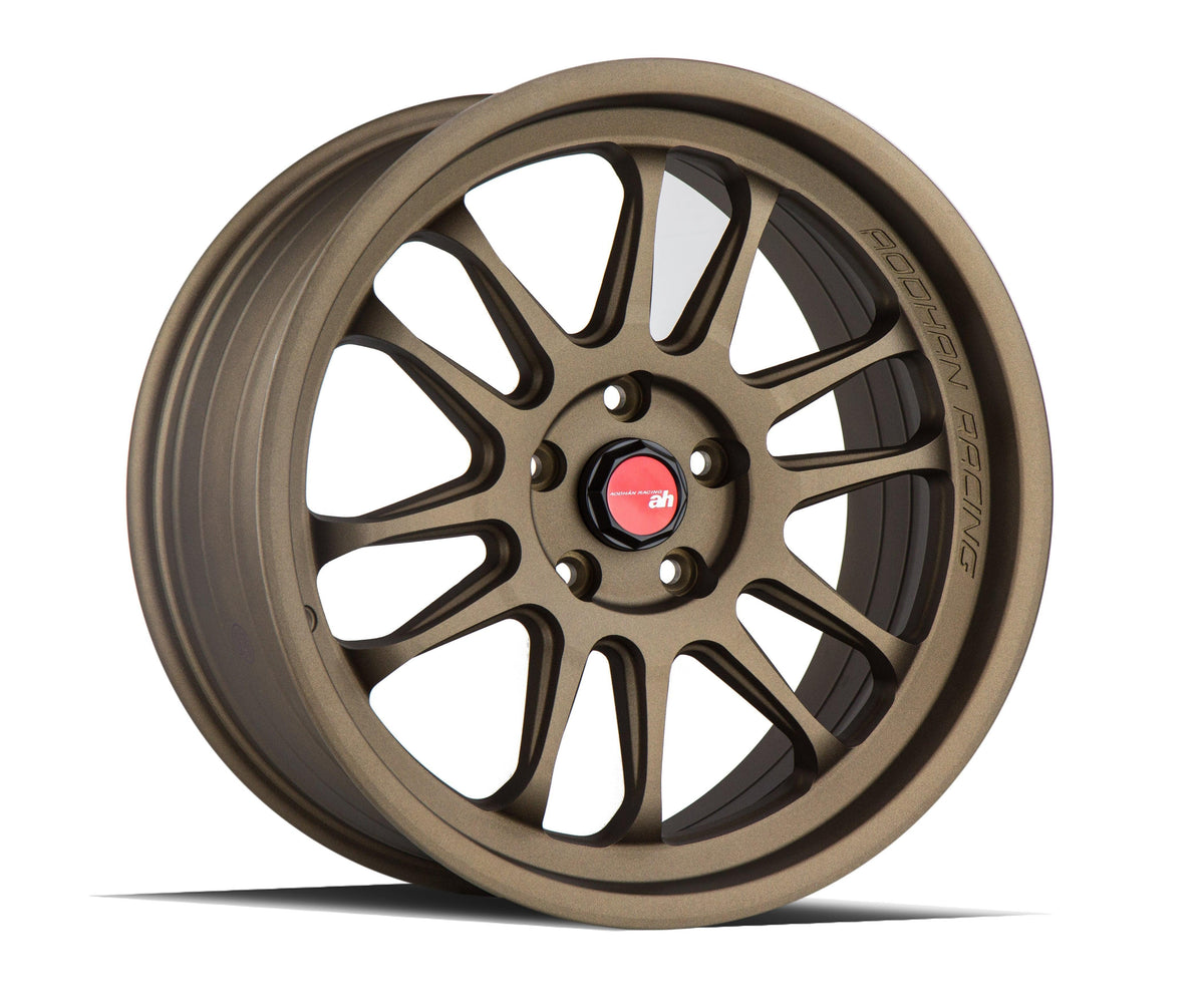 18x8 Aodhan Wholesale AH07 textured bronze wheels with 5x100 bolt pattern and 35mm offset, featuring a sleek, modern design.