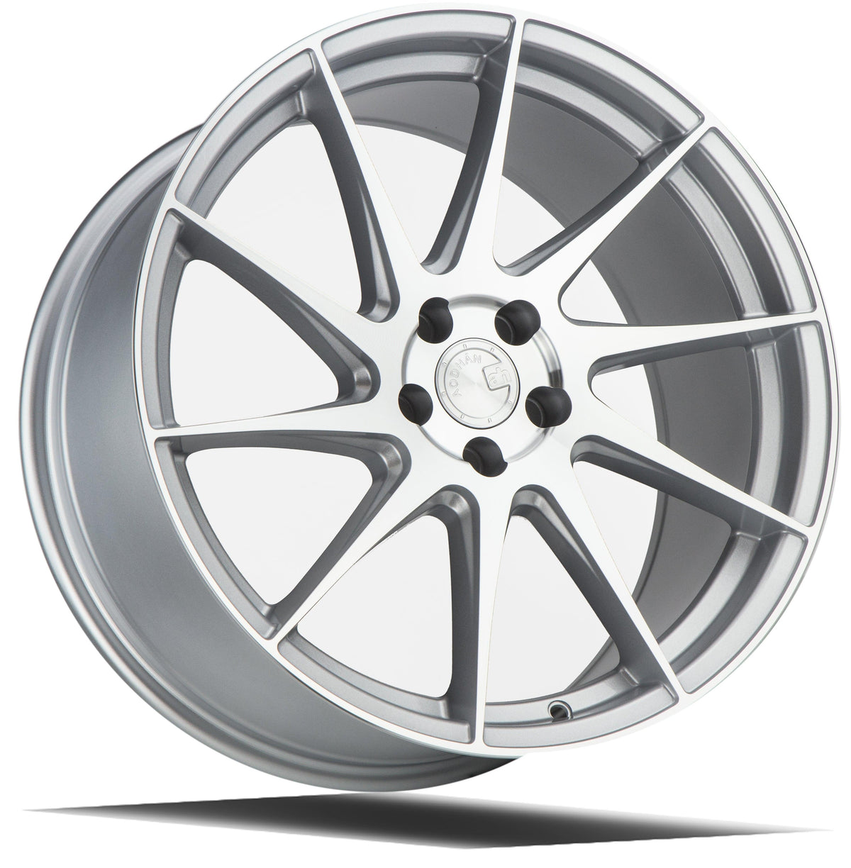Aodhan Wholesale AH09 silver machined face 18x8 inch car wheel with 5x100 bolt pattern and 35mm offset, driver side view