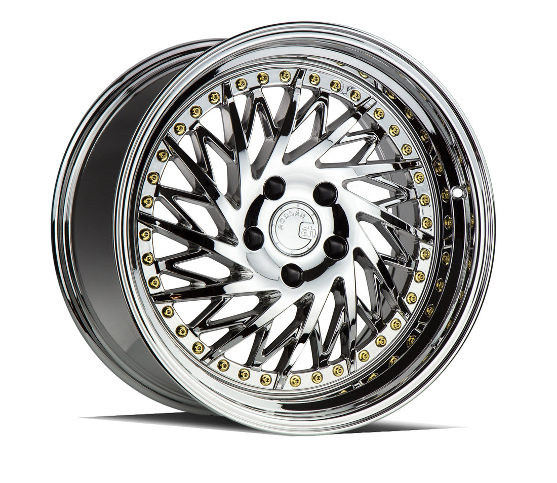 Aodhan Wholesale DS03 silver 18x9 wheels with machined face, driver side view, 5x100 bolt pattern, 35mm offset.