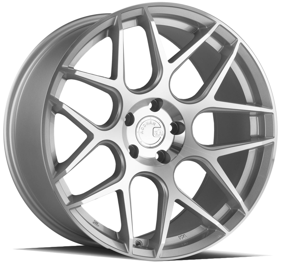 Aodhan Wholesale AFF2 19x8.5 silver machined face wheels with 5x112 bolt pattern and 66.6mm center bore.