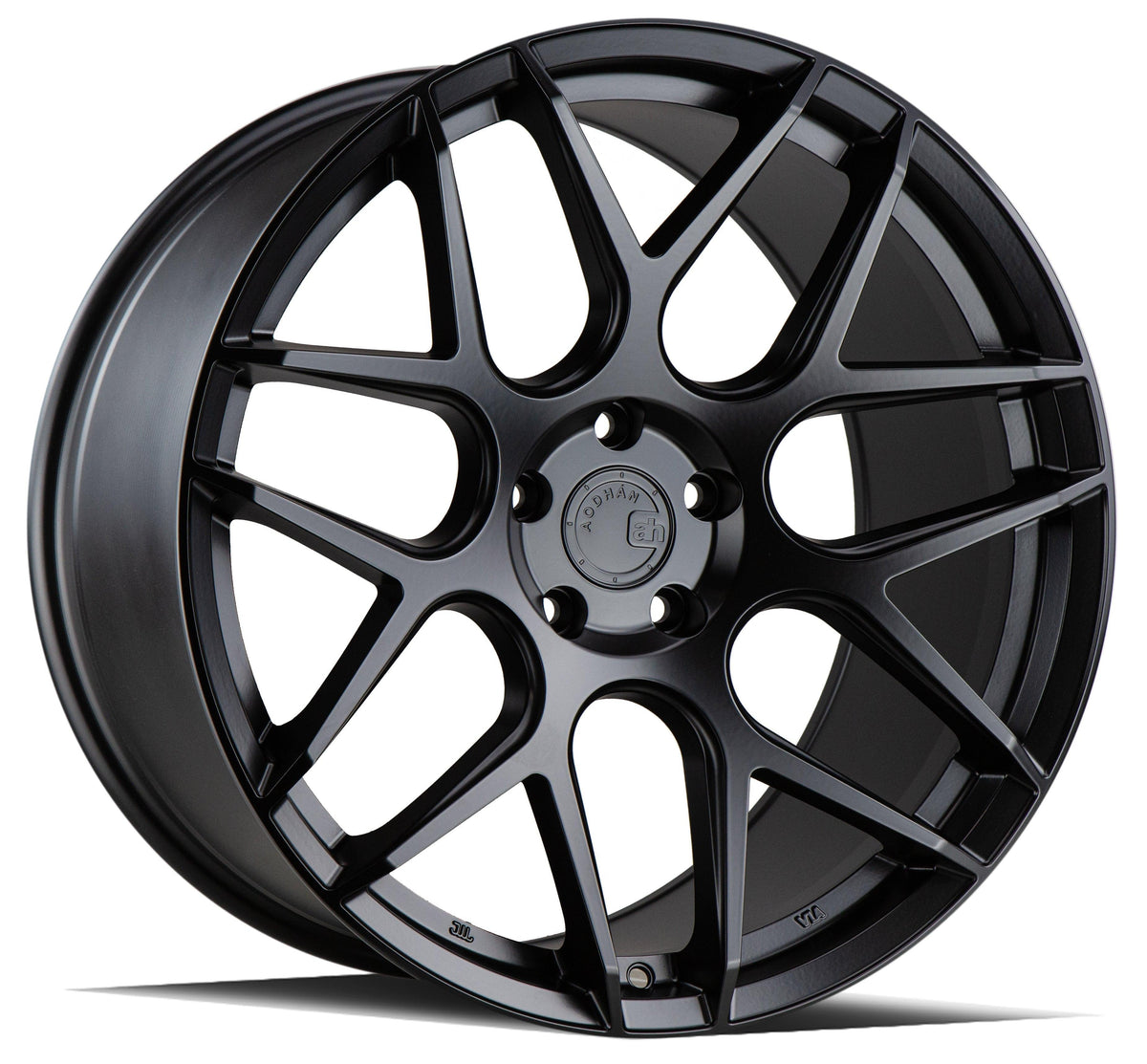 Aodhan Wholesale AFF2 silver 19x8.5 wheels with 5x112 bolt pattern and machined face design on a car wheel image.