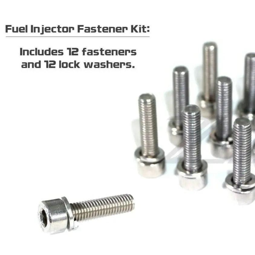 Stainless ZSPEC Fuel Injector Dress Up Bolts® fastener kit for Nissan 300ZX and 240SX engine, showing polished hardware components.