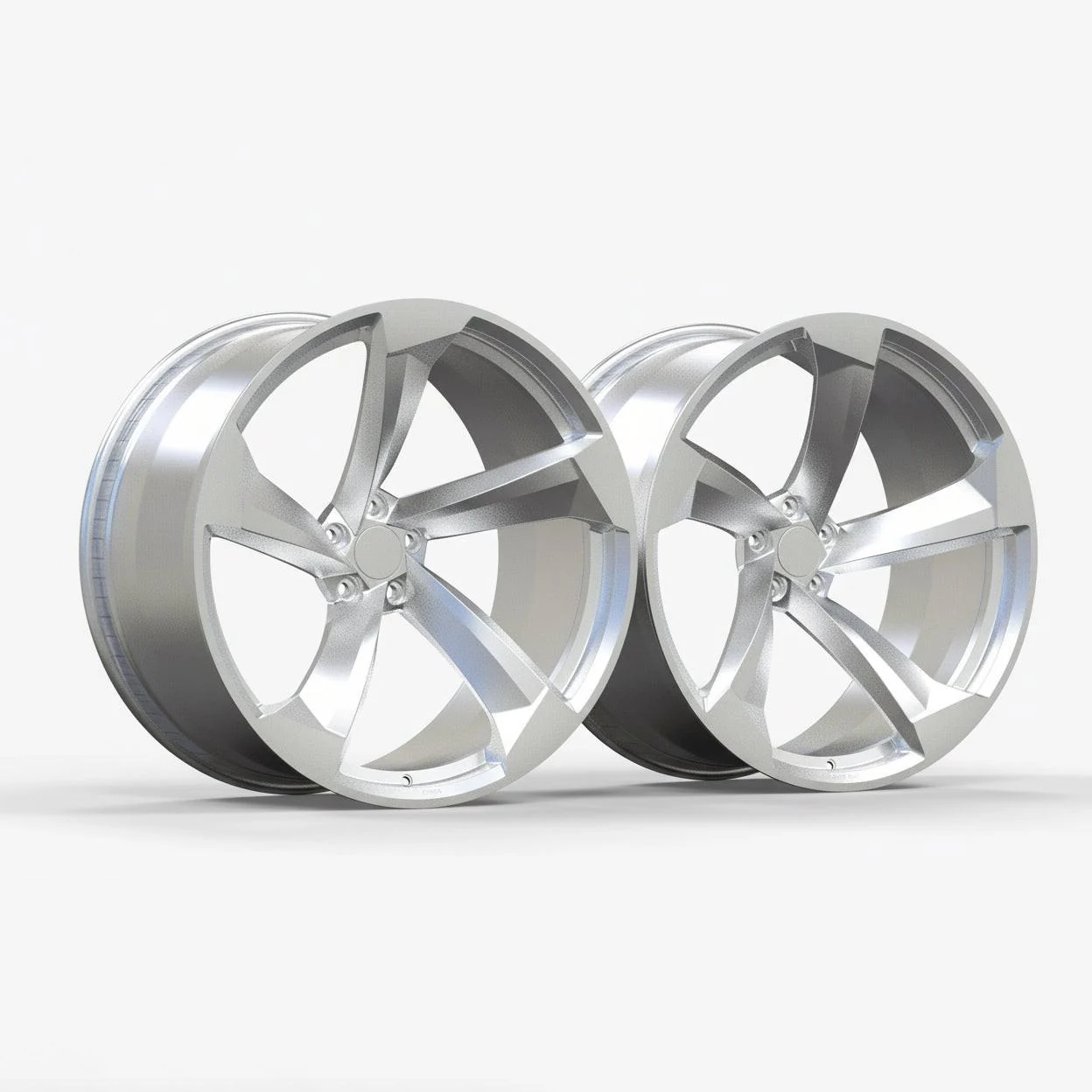Audi forged rotor wheels VF01 in hypersilver finish with five split spokes
