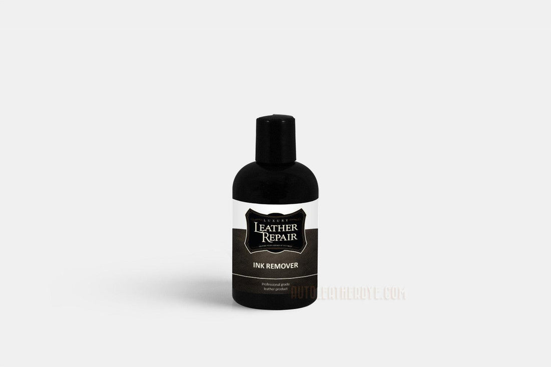 Auto Leather Dye luxury leather repair ink remover in a 4oz bottle, designed for restoring and cleaning leather surfaces.