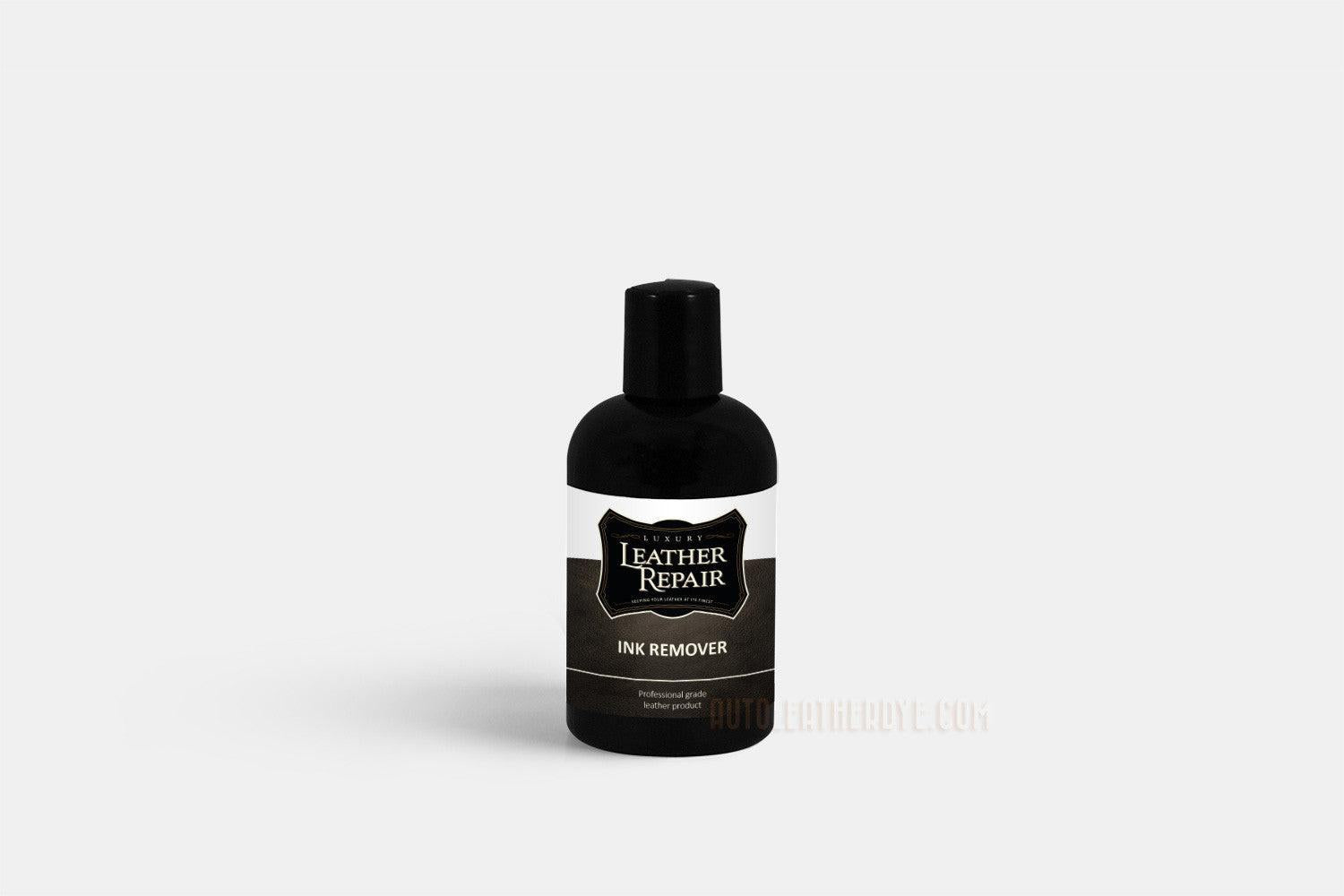 Auto Leather Dye luxury leather repair ink remover in a 4oz bottle, designed for restoring and cleaning leather surfaces.