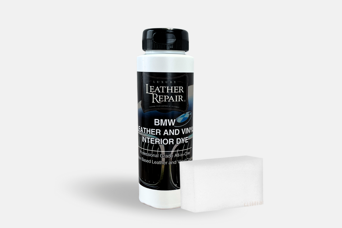 BMW leather and vinyl interior repair dye by Auto Leather Dye, featuring a soft feel for restoring vehicle interior surfaces.