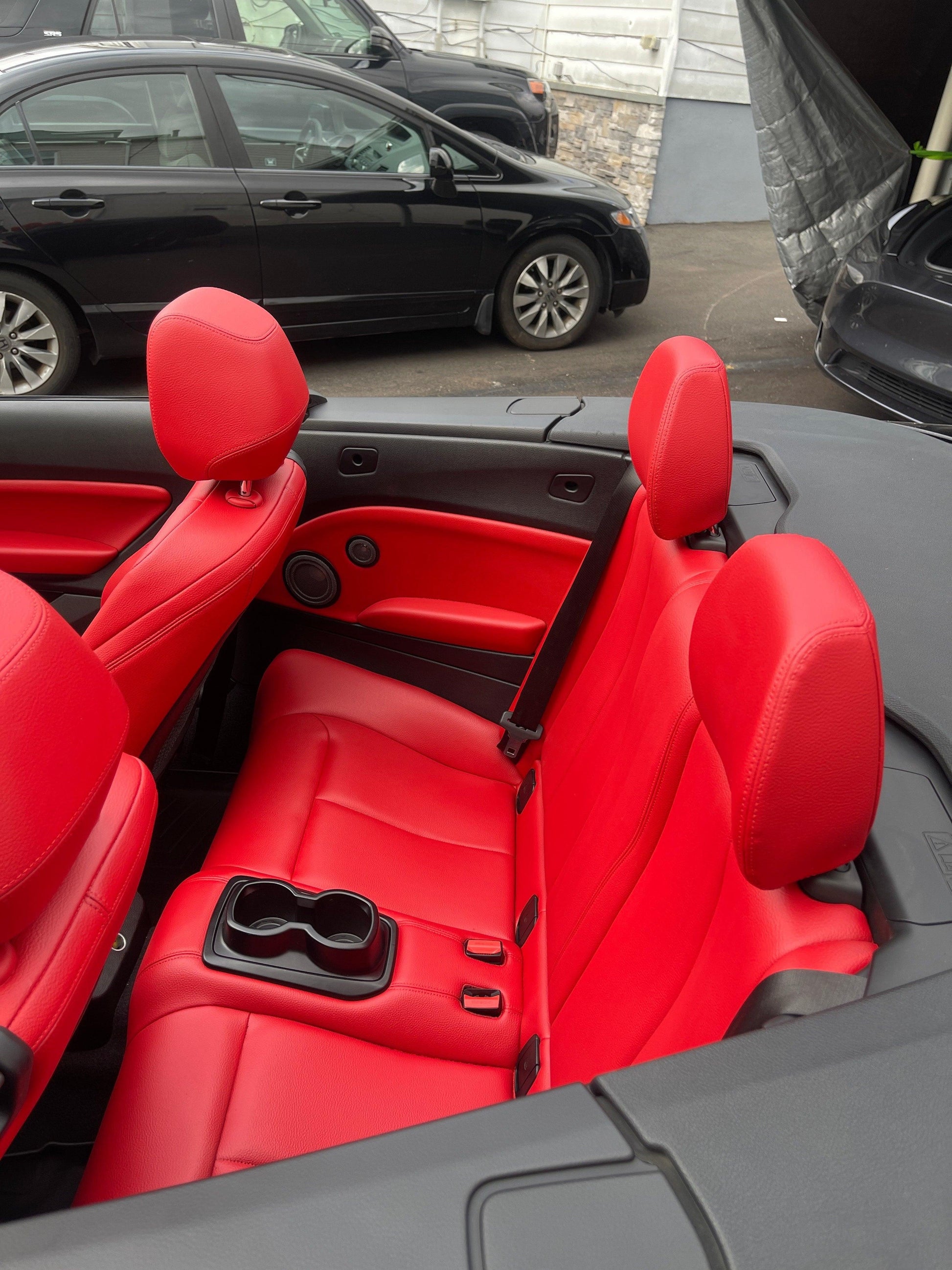 Auto Leather Dye Exotic Leather & Vinyl Dye in bright custom colors, showing vibrant leather and vinyl sample swatches.
