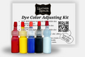 Auto Leather Dye Leather and Vinyl Dye Color Adjusting Kit with bottles of dye and color mixing tools for custom color matching.