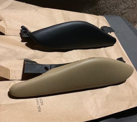 Auto Leather Dye Leather & Vinyl Prep and Dye Bundle showing bottles of dye, prep solution, and application tools for vehicle upholstery.