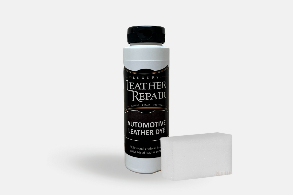 Auto Leather Dye brand leather and vinyl dye in a jar, showcasing the dye's texture and color for auto upholstery restoration.