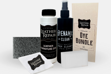 Auto Leather Dye bundle with leather and vinyl dyes, perfect for restoring and coloring furniture and automotive interiors.
