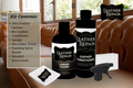 Auto Leather Dye Leather Cleaning and Conditioning Care Kit for leather maintenance, includes cleaning and conditioning tools and products.