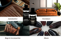 Auto Leather Dye leather cleaning and conditioning care kit for maintenance, featuring leather cleaner, conditioner, and application tools.