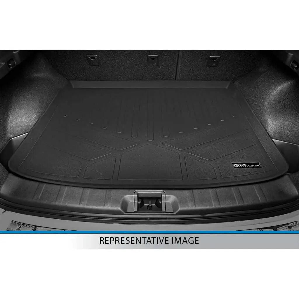Black custom-fit cargo liner in Audi trunk, textured for protection and spill resistance