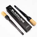 Blackline Car Care boars hair detailing brushes set with black handles, designed for precise automotive cleaning and detailing.
