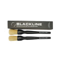Blackline Car Care boars hair detailing brushes set with black handles, designed for precise automotive cleaning and detailing.